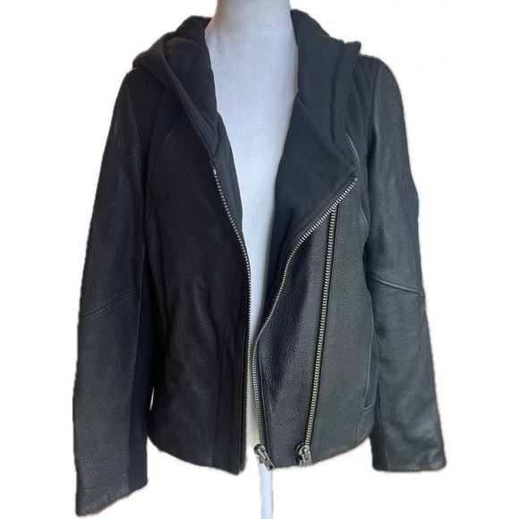 NWOT Helmut Lang 100% Lamb Leather Jacket 2 Asymmetrical Zip Double Lined Coat S - Picture 4 of 16